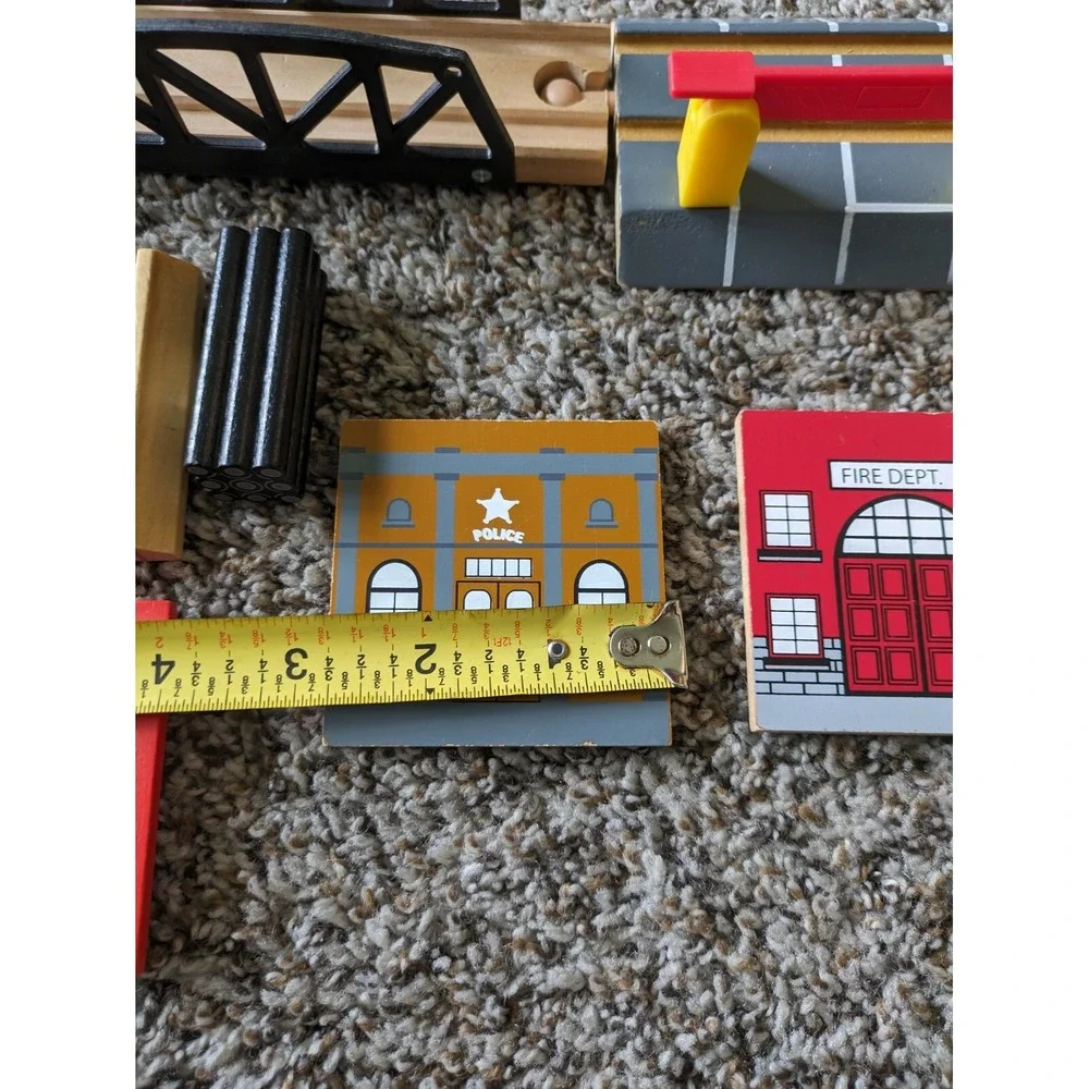 Play Set‎ 30+ pieces Wooden Train Track With Bridge, People, Trees Etc Unbranded